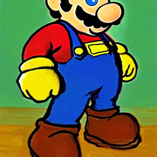 Image similar to portrait of super mario from Nintendo, painted by Vincent van gogh