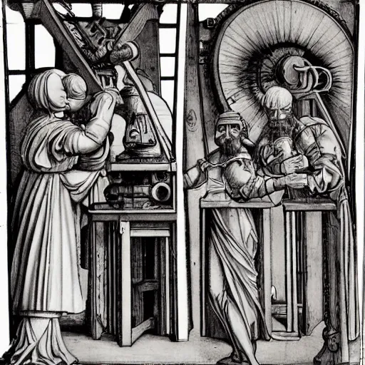 Prompt: really weird obnoxious complex machinery, in renaissance style, da vinci drawing style