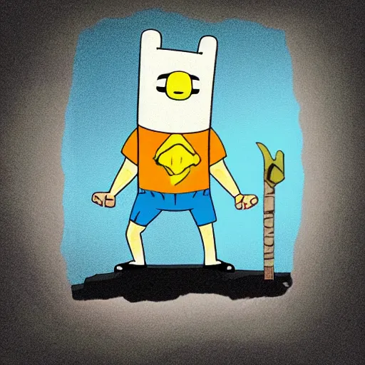 Prompt: the rock as an adventure time character