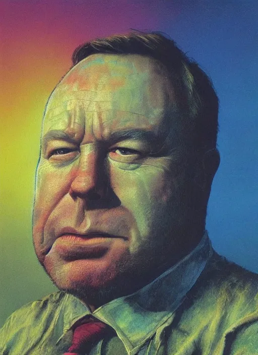 Prompt: alex jones by zdzislaw beksinski and lisa frank