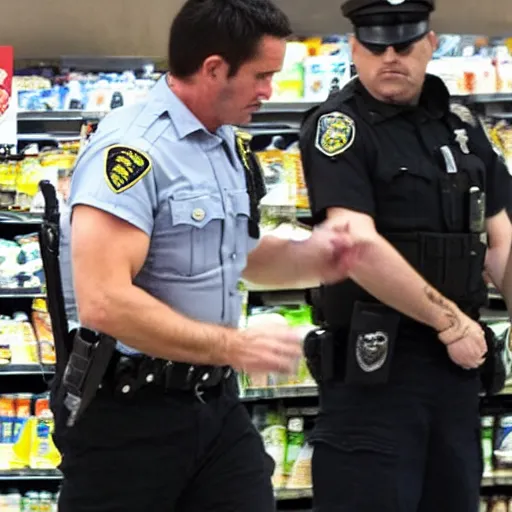 Image similar to Trent Reznor getting arrested at the grocery store