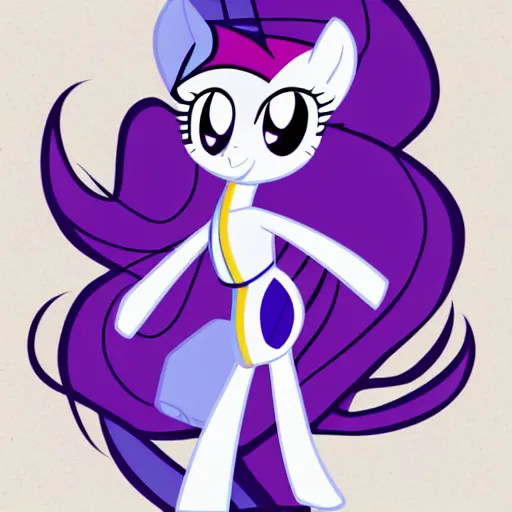 Image similar to Rarity from My Little Pony: Friendship is Magic, drawn in the style of Samurai Jack