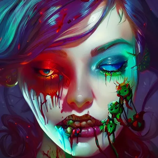 Prompt: colorful and festive captivating zombies, mirror glass aesthetic. rich vivid colors, ambient lighting, dynamic lighting, 4 k, atmospheric lighting, painted, intricate, highly detailed by charlie bowater