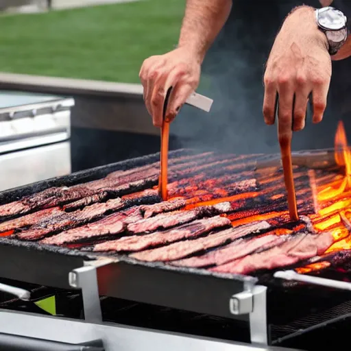 Prompt: edu gaspar cooking on a giant barbeque in 4 k photo