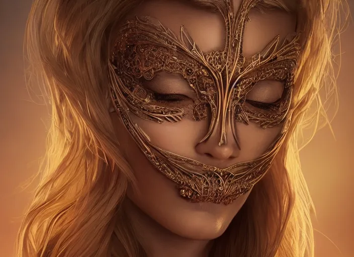 Image similar to masked, perfectly-centered-Portrait of the most beautiful woman on the planet , intricate, highly detailed, artstation, concept art, concept render, octane, redshift, renderman, CGI, vray, smooth, sharp focus, illustration,award-winning, Unreal Engine 5, 8K, art by artgerm and greg rutkowski and alphonse mucha