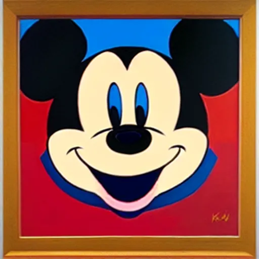 Image similar to mickey mouse by kazimir malevitch symmetrical geometrical oil on board