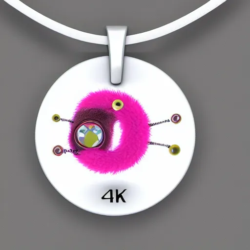 Prompt: bacteria necklace, white mink with big pink neck circle of chromosomes and bacteria matte art cg hd 8k starring at camera symmetrical mink face bacteria chromosomes matte portrait photo cute