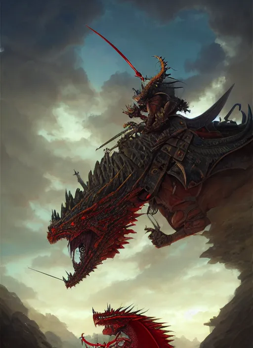 Image similar to highly detailed portrait of a knight tank fighting a red dragon, fantasy art by by simon bisley, loish, rhads, ferdinand knab, makoto shinkai and lois van baarle, ilya kuvshinov, rossdraws, tom bagshaw, global illumination, radiant light, detailed and intricate environment