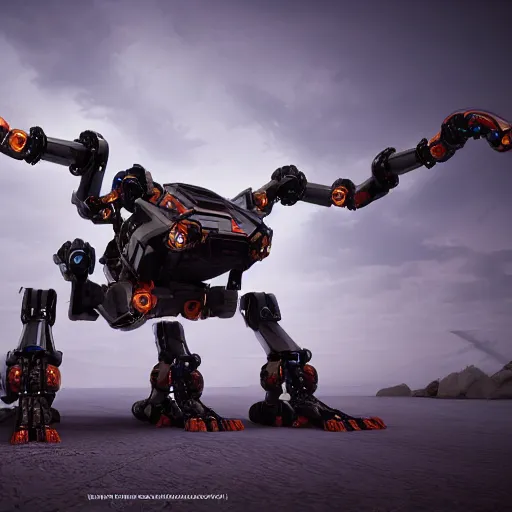 Image similar to hexapod beast, robotic, convex, kitbashing, robot, unreal engine, 4 k