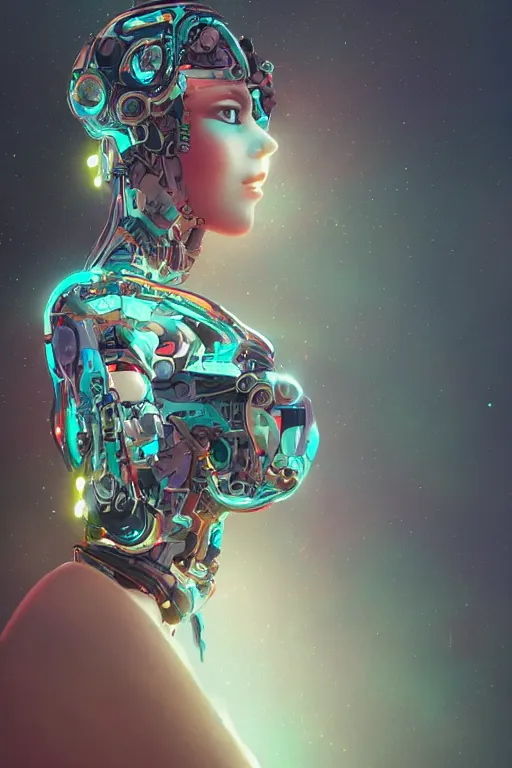 Prompt: A beautiful robotic woman dreaming, cinematic lighting, soft bokeh, sci-fi, modern, colourful, highly detailed, digital painting, artstation, concept art, sharp focus, illustration, by klimt