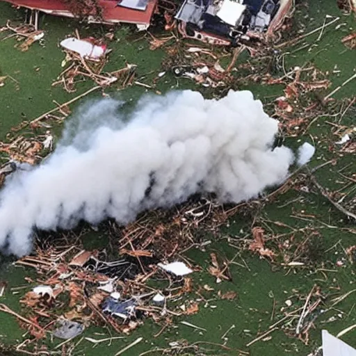 Prompt: an f 4 tornado, with the face of emma watson, destroying houses