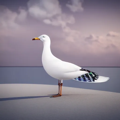 Image similar to the queen of seagulls, 4 k, octane render, 3 d art