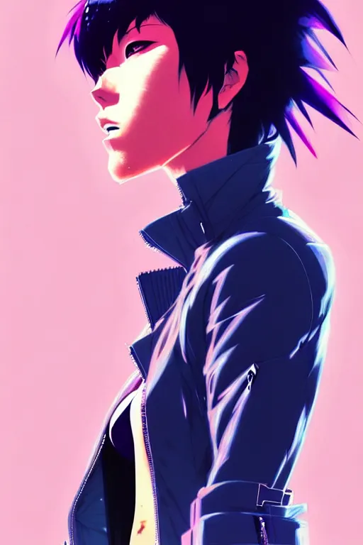 Image similar to a ultradetailed beautiful panting of motoko kusanagi wearing a jacket, by conrad roset, greg rutkowski and makoto shinkai, trending on artstation