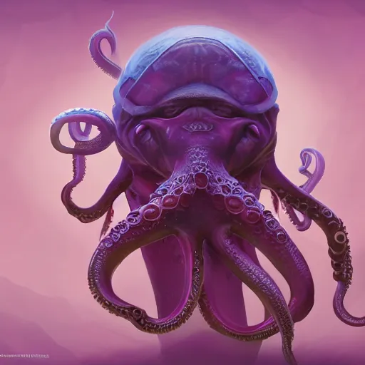 Image similar to Portrait of an Ilithid from dungeons and dragons, a creature with octopus face with tentacles instead of beard, mattepainting concept Blizzard pixar maya engine on stylized background splash comics global illumination lighting artstation lois van baarle, ilya kuvshinov, rossdraws