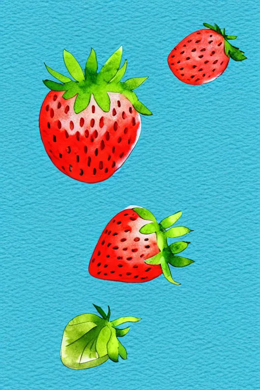 Image similar to minimalist watercolor art of a strawberry, illustration, vector art