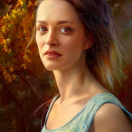 Image similar to portrait of a australian woman ( 3 5 ) from australia in 2 0 2 1, an oil painting by ross tran and thomas kincade