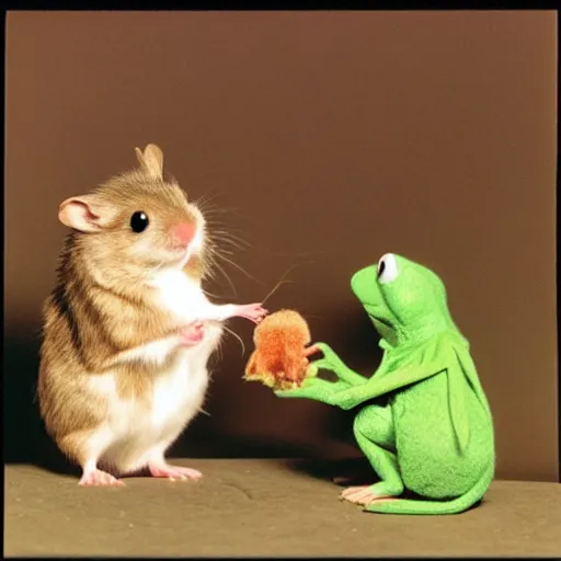 Image similar to kermit and yoda killing hamsters