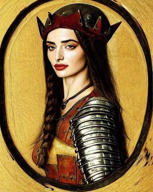 Prompt: medieval portrait of stunning ana de armas, dressed as an armored knight, perfect face, in the style of eugene de blaas