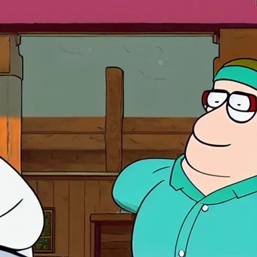 Prompt: peter griffin at the clam