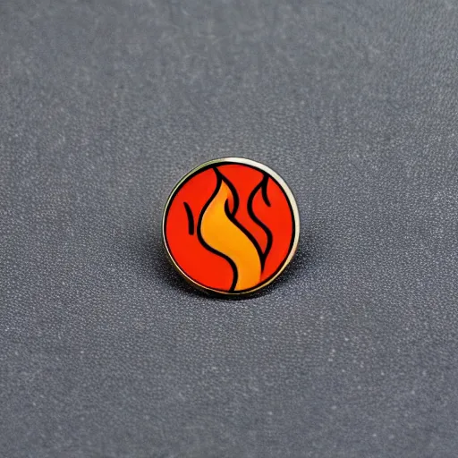 Prompt: minimalistic enamel pin of a cup on fire flame, retro design