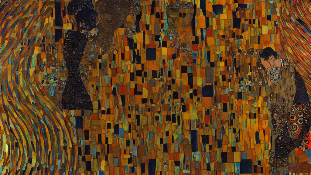 Prompt: abstract art painting, lines, forms, shapes, in style of gustav klimt, 4 k, high resolution details,