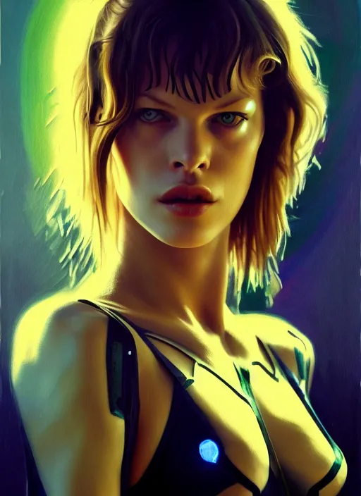 Image similar to young milla jovovich in a bodysuit, futuristic taxi, full body, far future, sharp focus, highly detailed, trending on artstation, intricate, painting by rutkowski