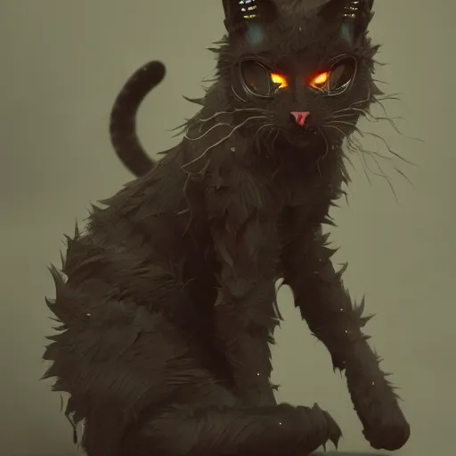 Image similar to a fusion of a cat and a demon, hyperdetailed, artstation, cgsociety, 8 k