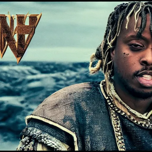 Image similar to juice wrld in vikings 4 k detailed super realistic