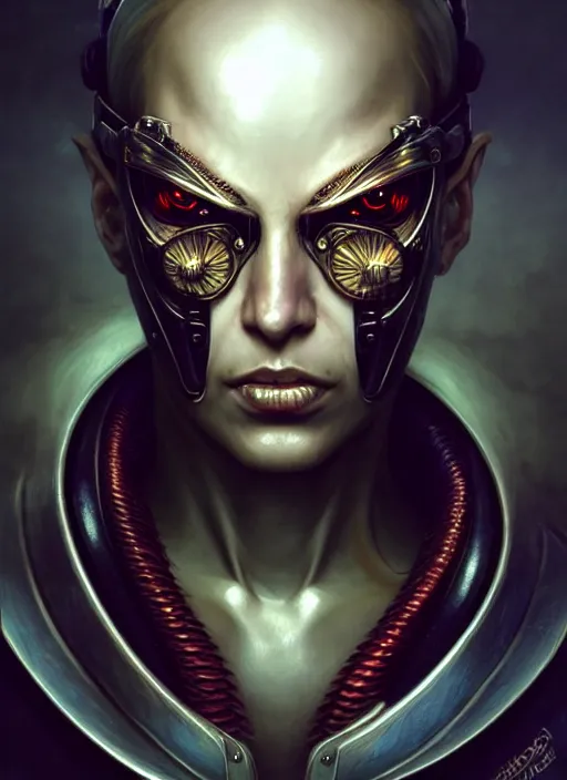 Image similar to front shot of a cyberpunk criminal character, intricate, elegant, highly detailed, centered, digital painting, artstation, concept art, smooth, sharp focus, illustration, artgerm, Tomasz Alen Kopera, Peter Mohrbacher, donato giancola, Joseph Christian Leyendecker, WLOP, Boris Vallejo, mugshot!!!!!