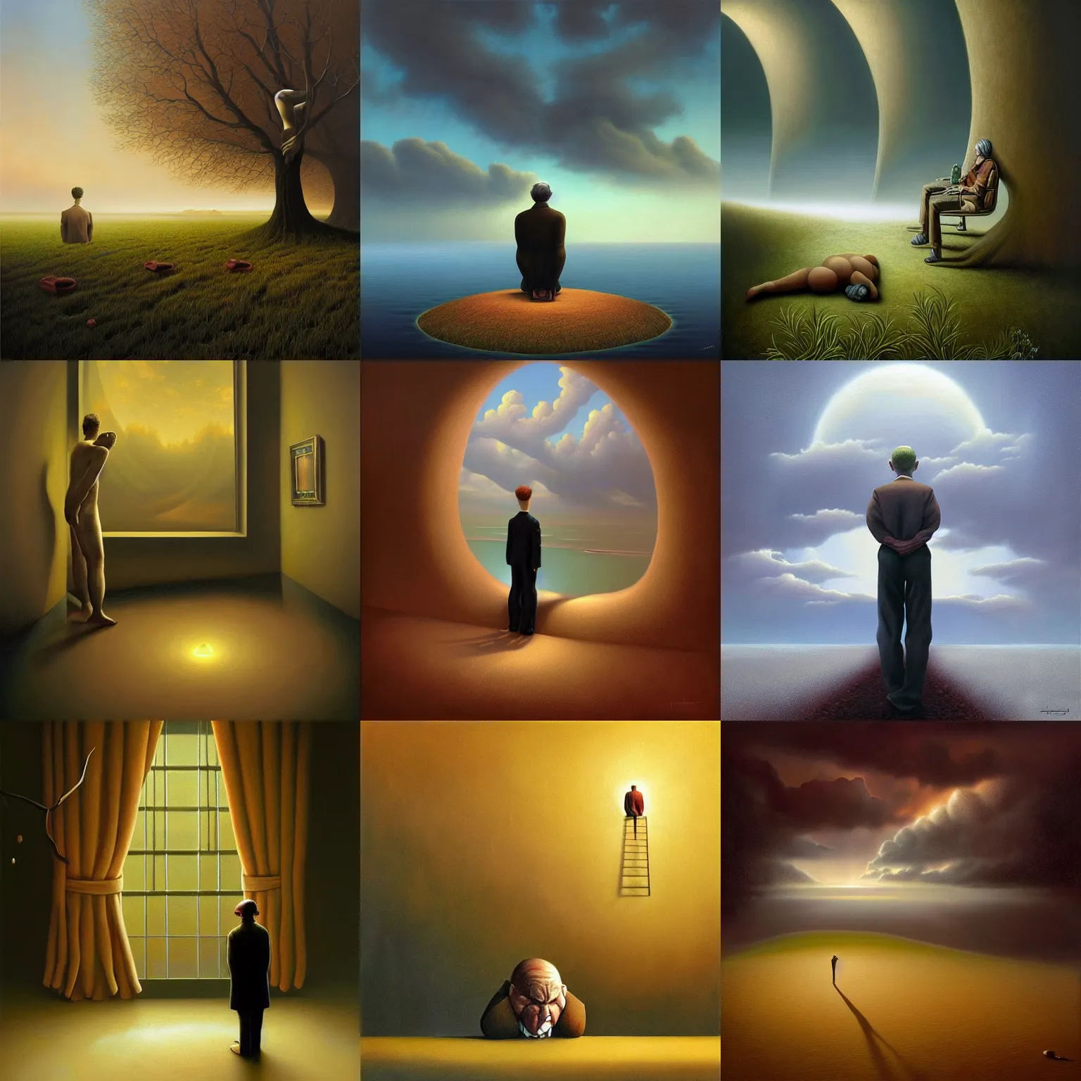 Prompt: artwork by vladimir kush depicting the physical pain of loneliness