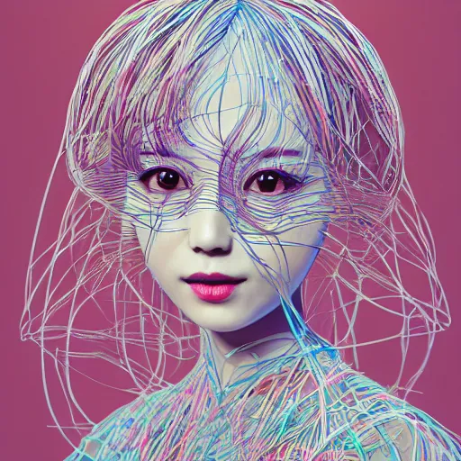 Image similar to the portrait of an incredibly cute and elegant japanese woman partially made of onions of all colors, an ultrafine detailed illustration by james jean, final fantasy, intricate linework, bright colors, behance contest winner, vanitas, angular, altermodern, unreal engine 5 highly rendered, global illumination, radiant light, detailed and intricate environment