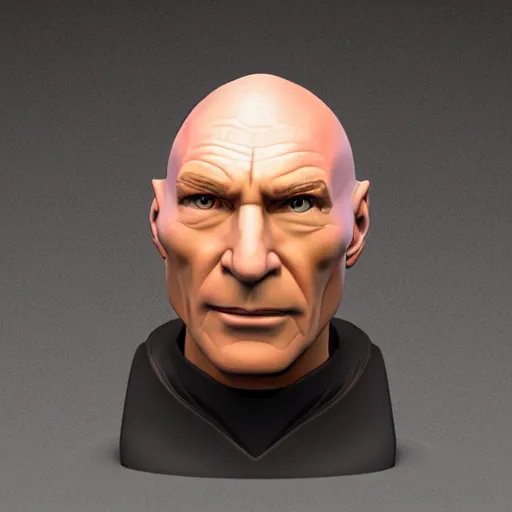 Prompt: clay bust of captain picard, professional lighting, 4 k, detailed