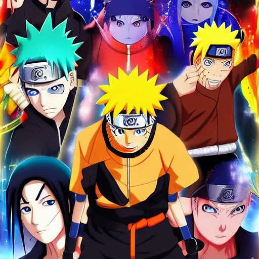 Image similar to Naruto vs pain poster, 4k, anime, hd, artstation