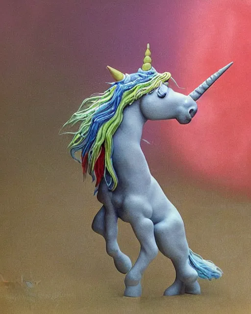 Image similar to photo of a childrens birthday cake scary unicorn designed by beksinski, bokeh