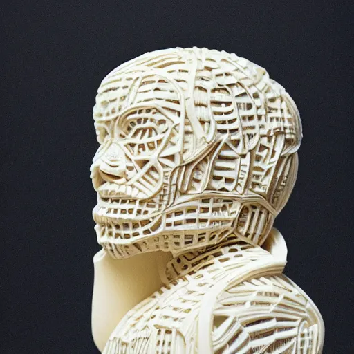 Image similar to multi dimensional language model carved out of ivory, canon 5 d 5 0 mm lens