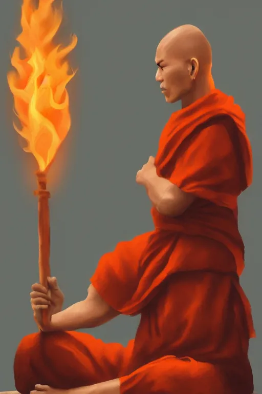 Image similar to A meditating monk on fire by Afshar Petros, Trending on artstation.