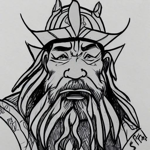 Image similar to Uncle Iroh from Avatar in the style of Arcane, detailed, sketchbook