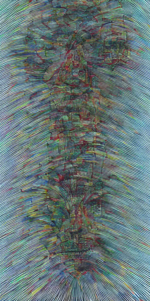 Image similar to full chromatic color, a face coming through a digital screen, Gertrude Abercrombie, minimalistic graffiti masterpiece, minimalism, 3d abstract render overlayed, black background, psychedelic therapy, trending on ArtStation, ink splatters, pen lines, incredible detail, creative, positive energy, happy, unique, negative space, face, artgerm