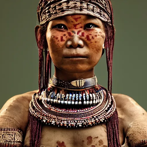 Prompt: asian tribal female by Jimmy Nelson
