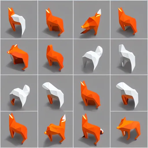 Prompt: isometric vector low poly red fox icon white background volumetric lighting