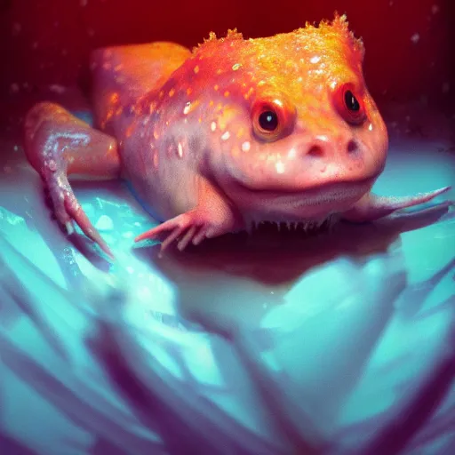 Image similar to a closeup shot of an axolotl, dramatic lighting, cinematic, extremly high detail, photorealistic, cinematic lighting, artstation