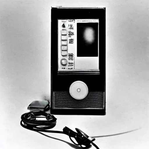 Prompt: a photo of an iPod portable radio, manufactured in the 1930s, 1935