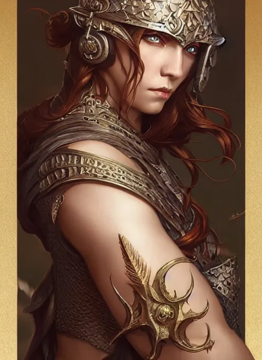 Image similar to Muscular and powerful medieval knight portrait, art nouveau, fantasy, intricate flower designs, elegant, highly detailed, sharp focus, art by Artgerm and Greg Rutkowski