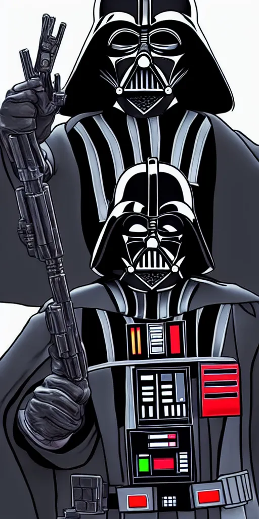 Image similar to darth vader, in the style of gta 5 loading screen, illustrated