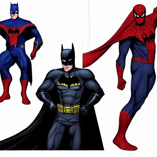 Image similar to batman mixed with spiderman, realistic character concept art