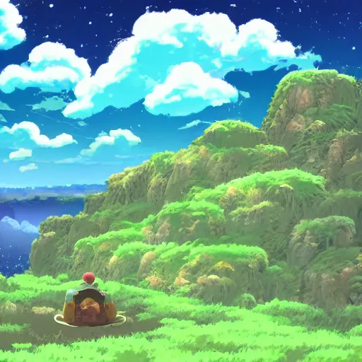 Image similar to landscape of the eternal rest, in the style of studio ghibli, award - winning, 4 k