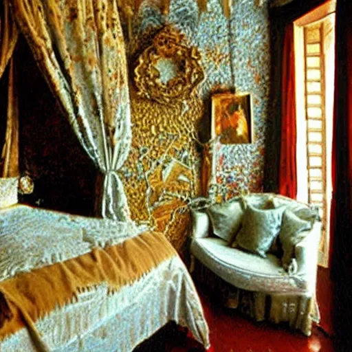 Prompt: a cozy bedroom decorated by salvador dali, detailed, high resolution, wow!, intricate