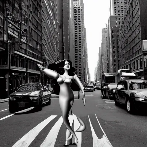 Prompt: Jessica Rabbit confused and lost in the streets of New York