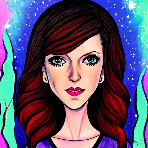 Prompt: anna kendrick in the style of jeremiah ketner