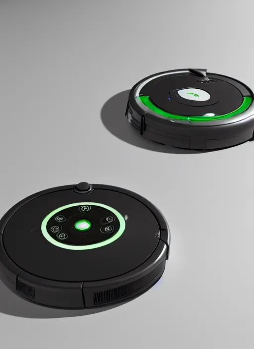 Image similar to A robot roomba with four mechanical limbs, 3D Product, professional render, studio quality, octane render